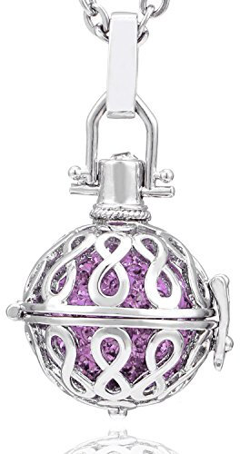 Morella Collar de Acero Inoxidable 70 cm con Colgante infinidad y Bola de resonancia de Color Lila Ø 16 mm para Damas en Bolsa para Joyas