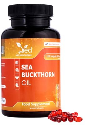 Cápsulas de aceite de espino amarillo Ved | Omega-3-6-7 |500 mg - 120 Cápsulas blandas