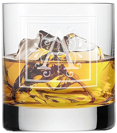 Amikado - Vaso de Whisky Grabado - Tu Inicial en Estilo Barroco - 29 cl x H 9 cm x D 8 cm