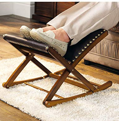 Chums Rocking Footstool Solid Wood Adjustable Foot Rest Stylish & Comfy Rocking Footrest Mahogany