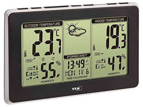 TFA Dostmann 35.1151.01 Mondo Station météo Radio (Noir avec Batteries)