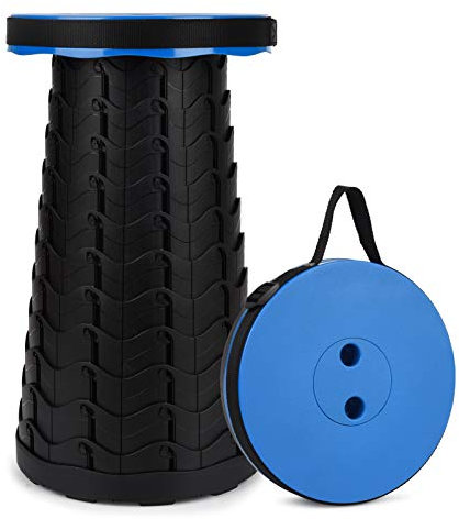 Hesanzol Tragbarer Teleskophocker, einziehbarer Klapphocker für Camping, Garten, Angeln, Wandern, Reisen, Grillen, verstellbare Klapphocker, maximale Traglast 180 kg