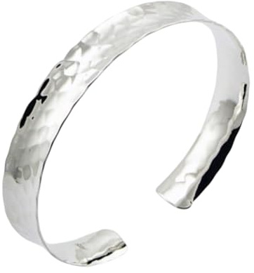 Gehämmerter Armreif aus 925 Sterling Silber – Breite offene Armspange, handgefertigter Silberarmreif, Geschenk für Frauen, Silberschmuck