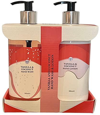 Tara Luxury Hand Wash & Lotion Gift Set - Vanilla & Coconut, 2 x 500ml - Fast Moisturising Vegan Friendly