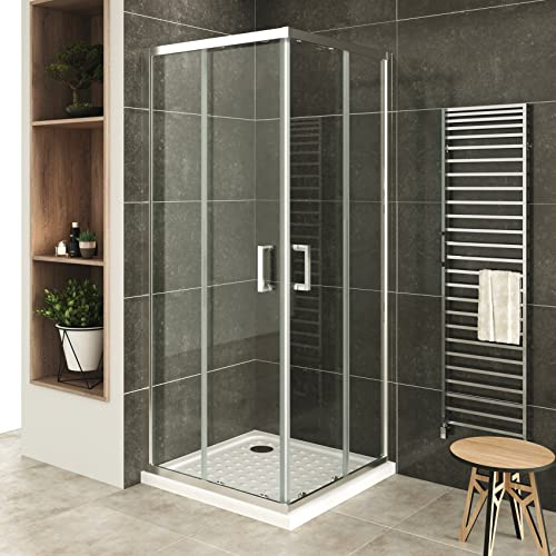 LANA+ Cabine de douche portes coulissantes H 185 cm verre transparent 85 x 85 cm