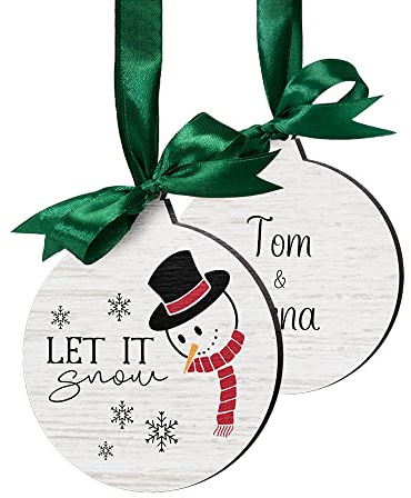 Personalisierte Christbaumanhänger - Weihnachtsanhänger mit Namen & Text personalisiert - Weihnachtsbaumschmuck aus Holz - Geschenkanhänger und Weihnachtsdeko