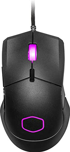 Cooler Master MM310 RGB Ultraleichte 50g Gaming-Maus mit Kabel – NVIDIA Reflex, optischer Sensor PAW3327 (12.000 DPI), 5 programmierbare Tasten, glatt gleitende PTFE-Füße, MasterPlus+ (PC) – Schwarz