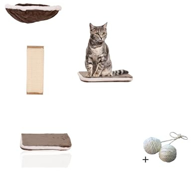Rohrschneider - Vierteilige Kletterwand für Katzen - Wandmontage, Grau