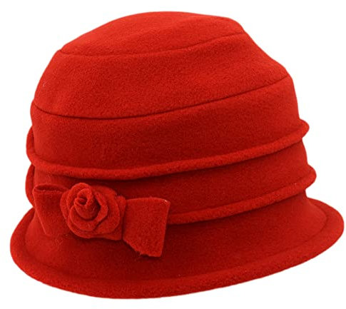 MELEGARI Damenhut Cloche Nestina | Fleece Polar Fleece | Tasche | Made in Italy, rot, One size