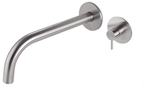 Waschtischarmatur, Wandwaschbecken, Bidet, Dusche, Badewanne, Edelstahl (Wandarmatur für Waschbecken, Waschbecken, Mischbatterie gebürstet)