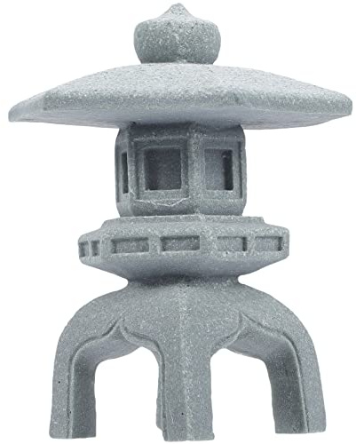 Yardwe Chinesische Pagoden Statue Steinlaterne Garten Skulptur Miniatur Zen Gartenlaterne Dekofigur Asiatische Garten Ornament für Feengarten Aquarium Bonsai Micro Landschaft Deko