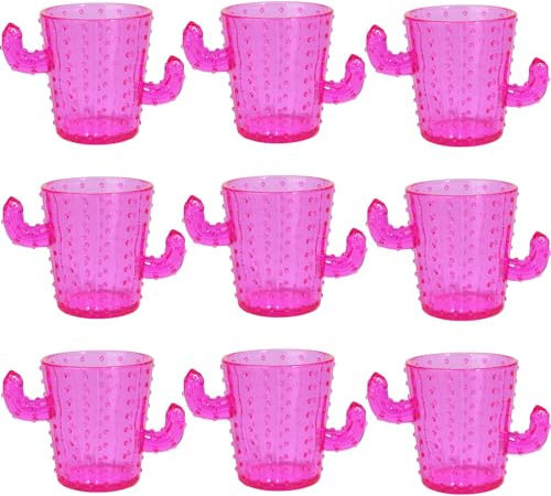 ZZYFGH Plastic Cactus Shot Glasses(Set of 12), 2 Oz Pink Cute Cactus Tequila Glasses for Western, Bachelorette, Cinco de Mayo, Tequila, Fiesta Themed Party Supplies