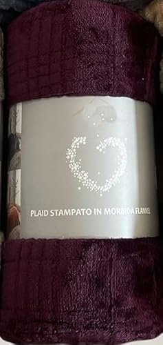 Corredocasa Plaid in Morbido e Caldo Pile Qualità Coral Raffinato Disponibile in Tinta Unita Made in Italy- Coperta Perfetta per Salone Divano Letto Morbida e Soffice Misura 160X210 (Bordeaux)