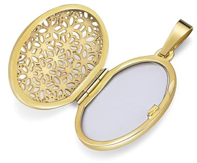 JEVELION Medaillon Gold 333 Amulett Anhänger oval für 1 Bild zum Öffnen für Damen Bildanhänger mit Schmuck-Etui