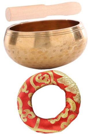 1 Set Nepal Tuch 8cm buddhistische Mönchsschale Kupfer Meditationsschale große Klangschale Badewanne Buddha Klangschale Bogen für Meditation Hammer buddhistische Musikschale antik