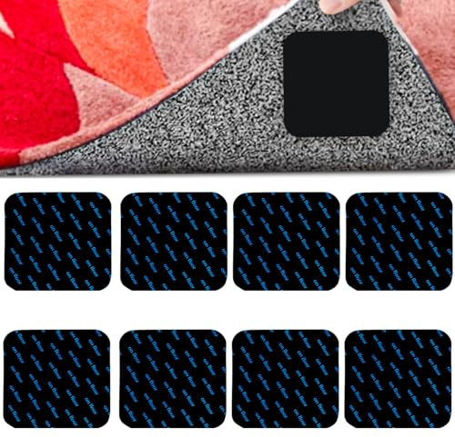 luckaide Antirutschmatte Teppiche, 8 Stück Waschbar und Wiederverwendbar Teppich Antirutsch Pads, 10x10 cmTeppich Unterlagen rutschfest, Teppich Ecken Fixieren, Anti Rutsch Teppichunterlage