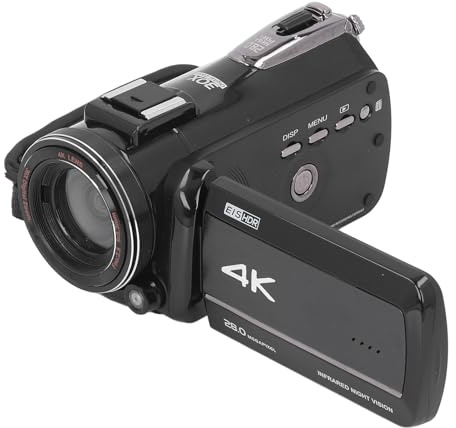 Xiuganpo Grabadora de Cámara de Vídeo 4K, Videocámara HD de 28MP con Pantalla Táctil de 3,0 Pulgadas, Rotación de 270 Grados, Cámara de Vlogging con Zoom Inteligente de 30X, Grabador de
