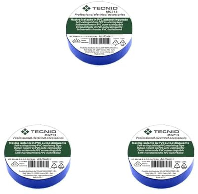 TECNID PVC-Isolierband, Dicke 0,13 mm, 15 mm x 10 m. Blau (Packung mit 3)