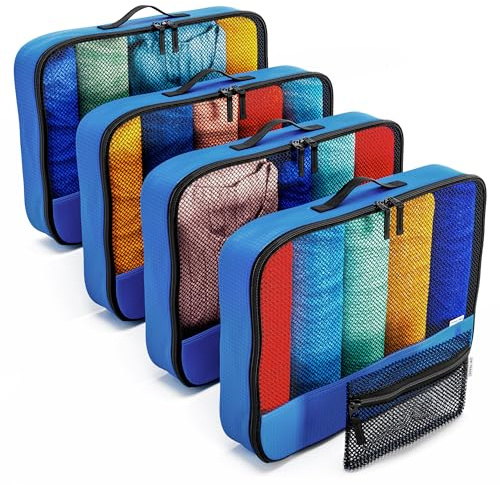 OW-Travel Koffer Organizer Set, Packwürfel Packtaschen, Blau L 5 Stück | Kofferorganizer Packtaschen Set für Kleidung im Koffer, Reise Organizer, Packwürfel Rucksack, Packing Cubes Backpack, Gepäck