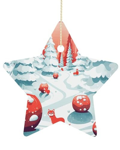 2024 Weihnachten Keramik Hängende Ornament Stern Doppelseitig Weihnachtsbaum Dekorationen mit Goldseil Weihnachtsanhänger für Feiertagsparty Neujahr Dekoration