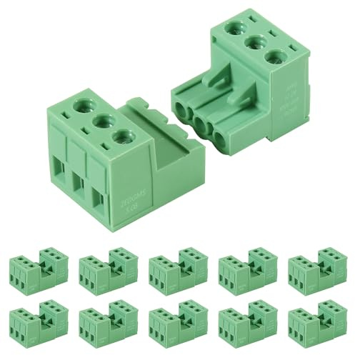 ALAMSCN 10 Sets 3 Pin Steckbare Klemmen 5.08mm Teilung PCB Mount Screw Klemmenblock PCB Schraubklemme Steckdosen-Panel-Montage zum Selbermachen