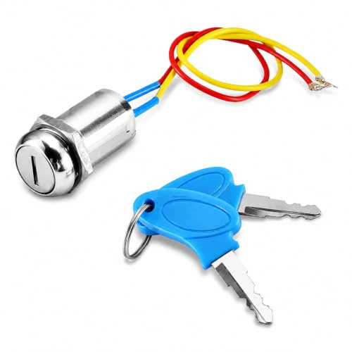 Xiciki - Interruptor de encendido con 2 cables, interruptor de encendido con 2 llaves, bloqueo de interruptor de llave universal para moto scooter, AVT, bicicletas plegables