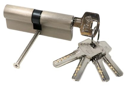 Serratura a cilindro di alta qualità 80 mm (40/40) – con 5 chiavi per trapano, vite di fissaggio e protezione antiperforazione, robusta serratura di sicurezza per porte interne ed esterne, chiavi