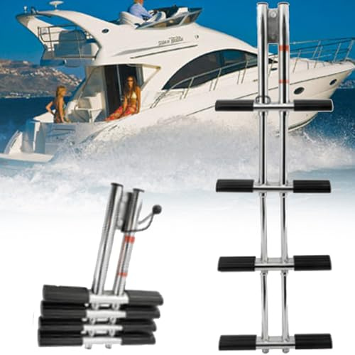 DLNTXFDG Scala per Barche in Acciaio Inox, Scale da banchina, Scala telescopica Pieghevole con 3/4 sezioni, Scala Marina sospesa, Scala per Yacht (4 Nodi)