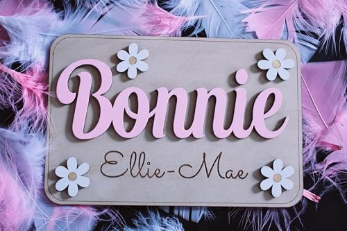 Personalised Wooden Name Sign for Girls Bedroom - Hand Painted Floral Nursery Decor - Custom Girls’ Room Wall Art - Nursery Door Plaque
