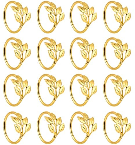TINA.WIN 16 StüCk Serviettenringe Gold Serviettenringe Weihnachten FüR Hochzeit Geburtstag Valentinstag Familientreffen Dinnerparty