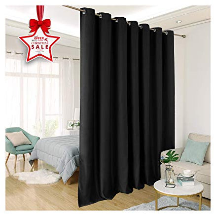 Luxury Blackout Curtains for Sliding Glass Doors 180x190cm Super Soft and Thermal Insulated Ideal for Villas and Halls Black 1 Panel