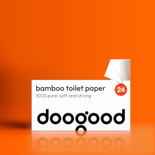 DooGood Bamboo Toilet Roll 3 ply, 100% Bamboo Toilet Paper, Loo Roll 24 Pack, Soft & Strong, Sustainable & Responsibly Sourced, Toxin-Free & Plastic-Free, Unwrapped Rolls in 100% Recyclable Packaging