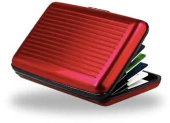 Generisch VALLITY® Aluminium-Kartenetui – stilvolles & praktisches Accessoire für Damen & Herren | Kompaktes Kreditkartenetui für EC-Karten, Ausweise & mehr | Sicherer RFID- & NFC-Schutz (Rot)