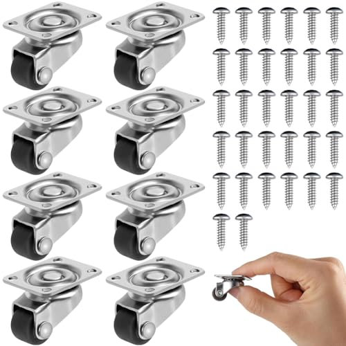 8 Stück 12MM Möbelrollen Klein, 360 Grad Lenkrollen Set lenkrollen für möbel mit Schrauben, Kugelrollen für Möbel Möbelrollen Leise Schwenkrollen Transportrollen für Kleinmöbel