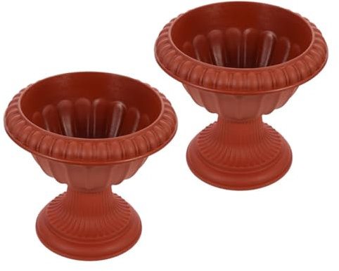 EXAOMBLE 2pcs Vintage Roman Flower Pot for Wedding Decor Elegant Urn Planter for Table Centerpiece and Garden Decoration Height for Home and Outdoor Use