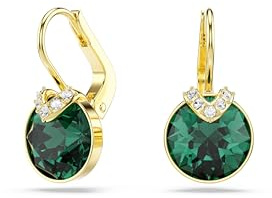 Swarovski Bella V Orecchini Pendenti, Gioielli con Cristalli Verdi Swarovski, Pietre Preziose a Taglio Round, Placcatura in Tonalità Oro, 1,9 x 1 cm, peso (singolo orecchino) 1,7 g