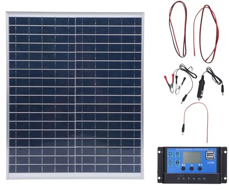 Solar Panel Kit 20W, DC Solar Panel Kit mit 60A -Controller, Wasserdicht Monokristallin für Bootsauto RV Motorrad Marine Automotive