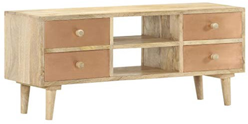 Snsowed TV-Schrank 110×30×45 cm Mango Massivholz, TV Lowboard, Fernsehschrank, Fernsehtisch, Fernseher Schrank, TV Sideboard, TV Board, TV Cabinet, TV Bank, TV Kommode