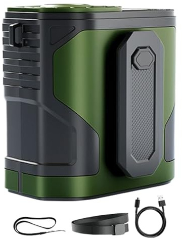 Ventilador de cintura con clip – Ventilador personal portátil – Gadgets geniales recargables con linterna, enfriador de aire de 100 velocidades para trabajadores de construcción de cuello, hombres