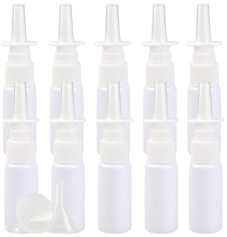 PQPAUTY 10 Pièces Flacon Pulvérisateur Nasal 20ml Blanc, Petit Flacon Vaporisateur Rechargeable en Plastique, Spray Nasal Vide pour Huiles Essentielles, Solution Saline, Voyage et Maison