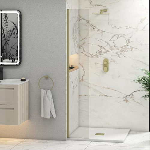 Marbella 300mm Brushed Nickel Walk in Wet Room Shower Screen 8mm Easy Clean Toughened Safety Glass