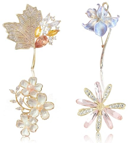 BSITSSS 4 Stück Brosche für Damen, Schöne Blume Broschen, Elegante Broschen für Kleidung, Vintage Blätter Brosche Pin, Brooch für Schal, Mantel Kleidung, Kleider Clip