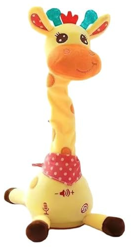 Volume Control Singing Dancing Giraffe Toy, Repeating Baby Toys,Light Plush Doll Repeat What You Say Baby Encourage Speech Toys Gifts and Home Decoration, Birthday Gifts for Kids Boys Girls (yellow)