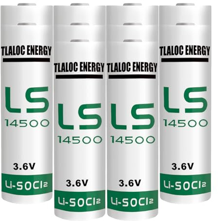 tlaloc energy ER14505 Battery for Water Electricity Gas Meter PLC Facility Equipment ER14505 AA 3.6V 2700mAh Lithium Battery Li-SOCL₂ Non-Rechargeable LS14500 Batteries（10 Pack）