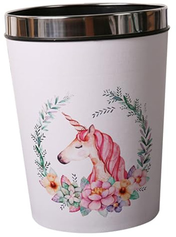 UKCOCO Poubelle Licorne avec Anneau Pression Anti-basculement pour Chambre Garçon Fille Corbeille Compacte et Antidérapante pour Gestion des Déchets Maison