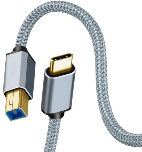 kwinfei Câble MIDI USB-B vers USB-C 2M Tressé en Nylon, Cable USB B vers USBC, Type-C versUSB, Cable MIDI USB, Compatible Claviers, Contrôleurs, Interfaces Audio et Imprimantes USB-C