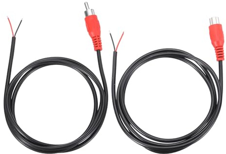 sourcing map 3.3FT RCA to Bare Wire Speaker Cable, 22AWG Replacement Red RCA Female Male Plug to Open End Pigtail Audio Cable Connector Adapter for Amplifier, Home Audio Speakers, Pack of 2