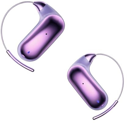 Xmenha Open Over Ear Earbuds Wireless Bluetooth Open Ear Headphones Bone Air Conduction Earbuds that Don't Go in Your Ear With Over-Ear Hooks Purple