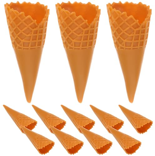 Kisangel 40 Kleiner Eistüten aus Robustem PVC Realistische Kleiner Eiswaffeln für Puppenhaus Spielküche Sandspielzeug Sommerliche Party Deko