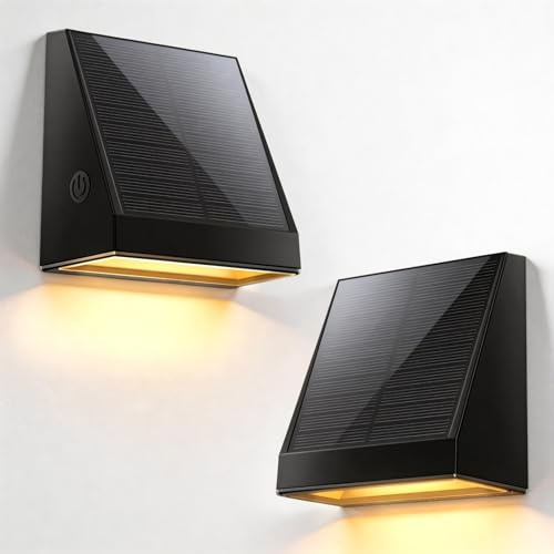 Soiarllt Solar Wall Light,Glass Mono Solar Panel,Radar Motion Sensor,25-30h | 1800mAh Outdoor Security Lights, IP65 Waterproof, 92*49*94mm, Outside Lighting for Garden Patio Porch Garage 2 Pack